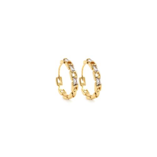 Cubic Zirconia Micro Pave Brass Earring, gold color plated, fashion jewelry & micro pave cubic zirconia & for woman 