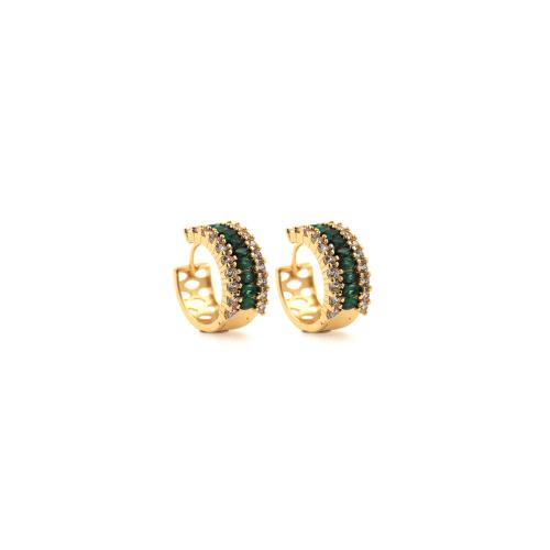 Cubic Zirconia Micro Pave Brass Earring, gold color plated, fashion jewelry & micro pave cubic zirconia & for woman 