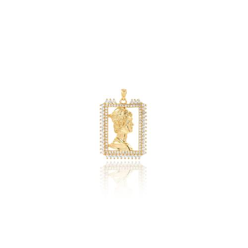 Cubic Zirconia Micro Pave Brass Pendant, gold color plated, DIY & micro pave cubic zirconia 