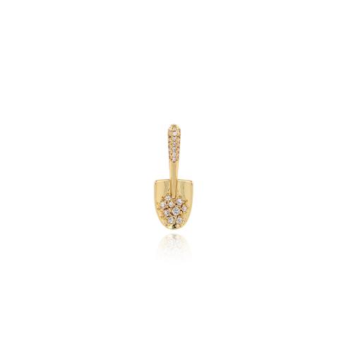 Cubic Zirconia Micro Pave Brass Pendant, Shovel, gold color plated, DIY & micro pave cubic zirconia 