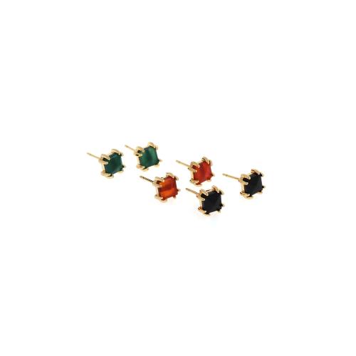 Boucles d'oreilles en laiton zircon cubique, avec zircon cubique, cadre, Placage de couleur d'or, bijoux de mode & pour femme, plus de couleurs à choisir Vendu par paire[