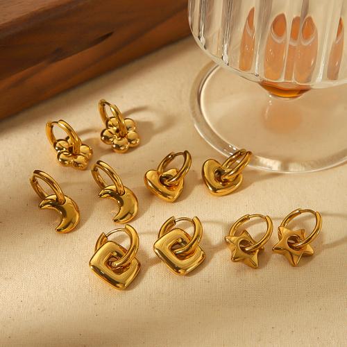 Stainless Steel Huggie Hoop Earring, 304 Stainless Steel, gold color plated & for woman 