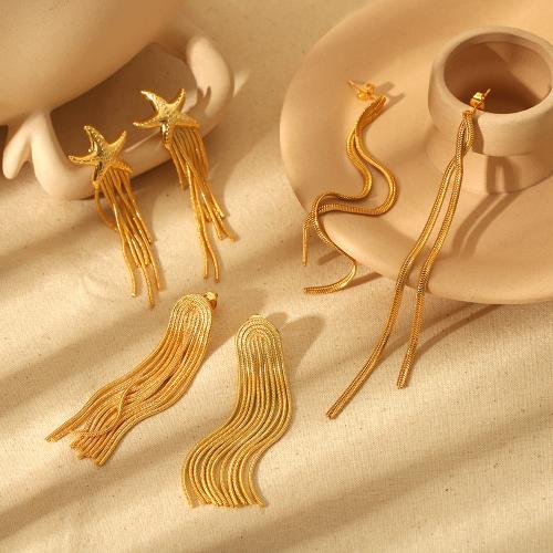 Fashion Fringe Earrings, 304 Stainless Steel, gold color plated & for woman 