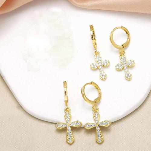 Cubic Zirconia Micro Pave Brass Earring, gold color plated, fashion jewelry & micro pave cubic zirconia, gold 