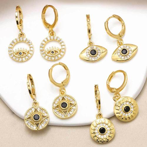 Cubic Zirconia Micro Pave Brass Earring, gold color plated, fashion jewelry & micro pave cubic zirconia, gold 