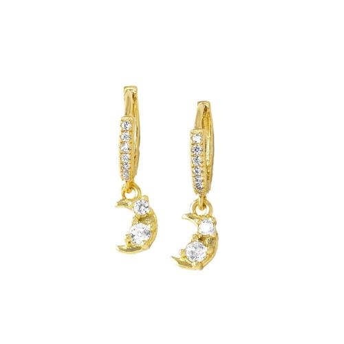 Cubic Zirconia Micro Pave Brass Earring, gold color plated, fashion jewelry & micro pave cubic zirconia, golden 