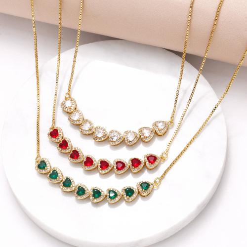 Collier en laiton cubique Zircon Micro Pave, avec 10cm chaînes de rallonge, Placage de couleur d'or, bijoux de mode & pavé de micro zircon, plus de couleurs à choisir cm, Vendu par PC