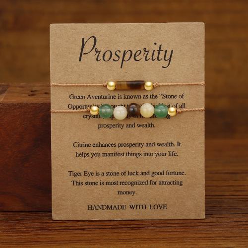 Gemstone Bracelets, Green Aventurine, with Tiger Eye & Brass, handmade, 2 pieces & fashion jewelry & Unisex 