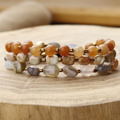 Agate Bracelets, Red Agate, with Persian Gulf Agate, handmade, fashion jewelry & multilayer & Unisex, multi-colored cm [