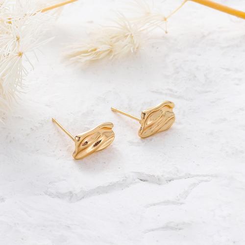 Brass Earring Stud Component, plated, DIY golden 