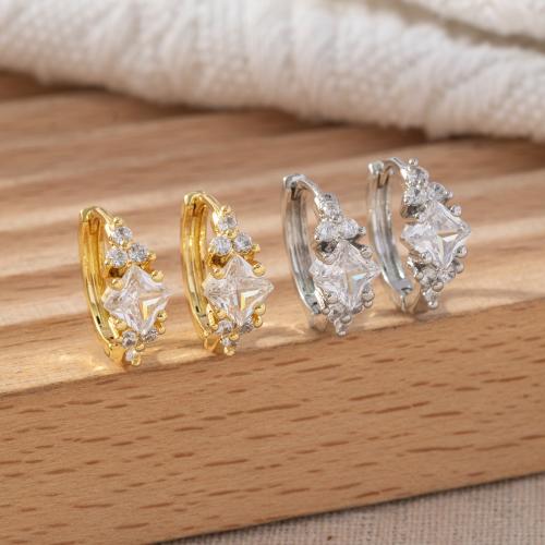 Cubic Zirconia Micro Pave Brass Earring, plated, micro pave cubic zirconia & for woman 