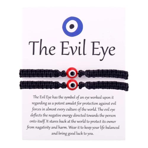 Evil Eye Jewelry Bracelet, Glass, with Nylon Cord, handmade, 2 pieces & Unisex Approx 16 cm [