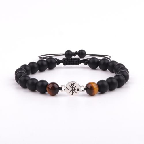 Pulsera de Piedras Preciosas, acero inoxidable 304, con Cordón de cera & Piedras preciosas, hecho a mano, diferentes materiales para la opción & unisexo, más colores para la opción, longitud:aproximado 16 cm, Vendido por UD