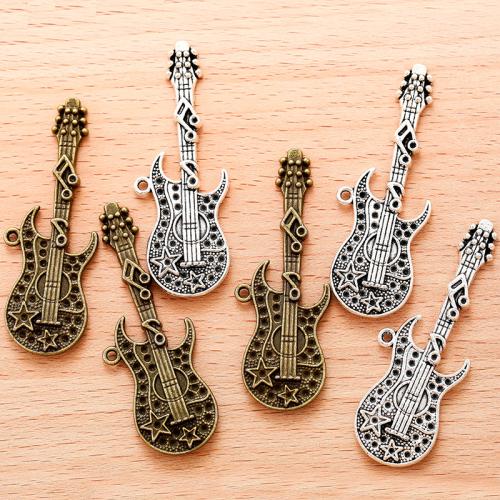 Musical Instrument Shaped Zinc Alloy Pendants, Guitar, plated, DIY 