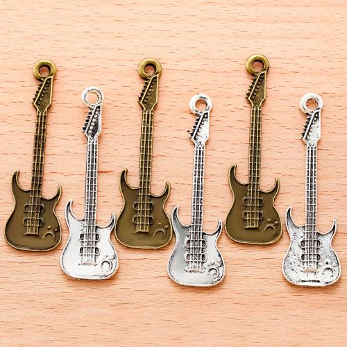 Musical Instrument Shaped Zinc Alloy Pendants, Guitar, plated, DIY 