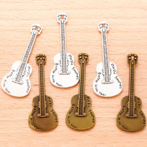 Musical Instrument Shaped Zinc Alloy Pendants, Guitar, plated, DIY 