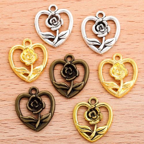 Zinc Alloy Flower Pendants, Heart, plated, DIY [