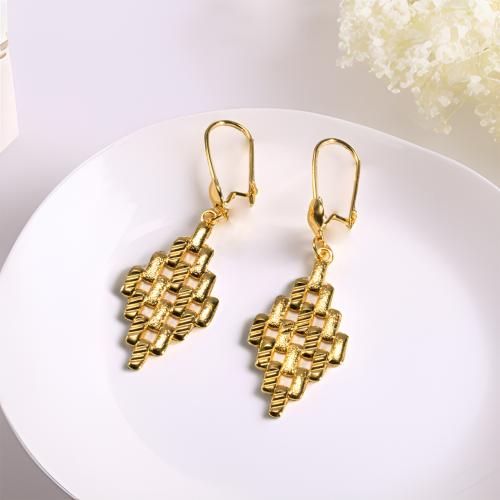 Messing Tropfen Ohrring, Geometrisches Muster, 24 K vergoldet, unisex & hohl, earring length 40-60mm, verkauft von Paar[