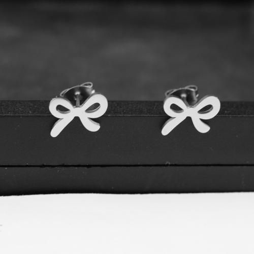 Edelstahl Stud Ohrring, 304 Edelstahl, Schleife, Modeschmuck & für Frau, 11x8mm, verkauft von Paar