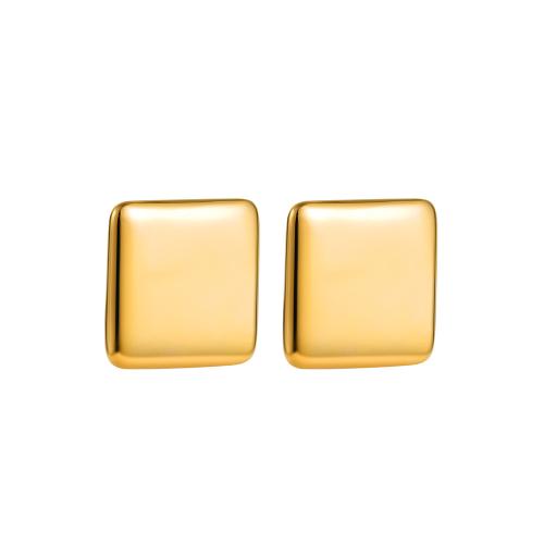 Stainless Steel Stud Earring, 304 Stainless Steel, Square, 18K gold plated, fashion jewelry & for woman, golden 