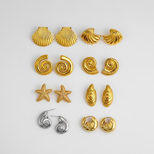 Stainless Steel Stud Earring, 304 Stainless Steel, 18K gold plated, fashion jewelry & for woman, golden 