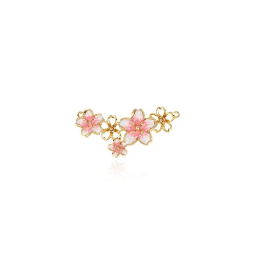 Emaille Messing Anschluss, Plum Blossom, goldfarben plattiert, DIY & 1/1-Schleife, 40x16.5x4mm, verkauft von PC