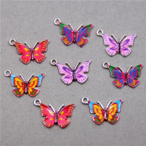 Pendentifs émail, alliage de zinc, papillon, Placage de couleur argentée, DIY, plus de couleurs à choisir Environ Vendu par sac