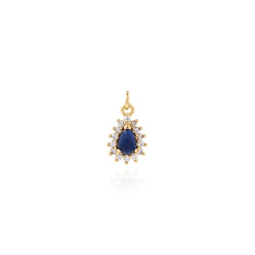 Cubic Zirconia Micro Pave Brass Pendant, with Natural Stone, gold color plated, DIY & micro pave cubic zirconia 