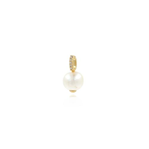 Cubic Zirconia Micro Pave Brass Pendant, with Plastic Pearl, gold color plated, DIY & micro pave cubic zirconia 