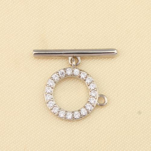 Brass Toggle Clasp, plated, DIY & micro pave cubic zirconia 