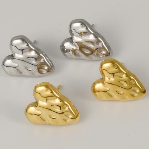 Stainless Steel Stud Earring, 304 Stainless Steel, Heart, plated, for woman 