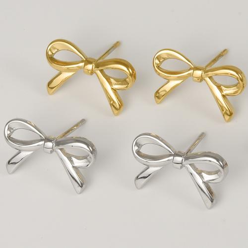 Stainless Steel Stud Earring, 304 Stainless Steel, Bowknot, plated, for woman 