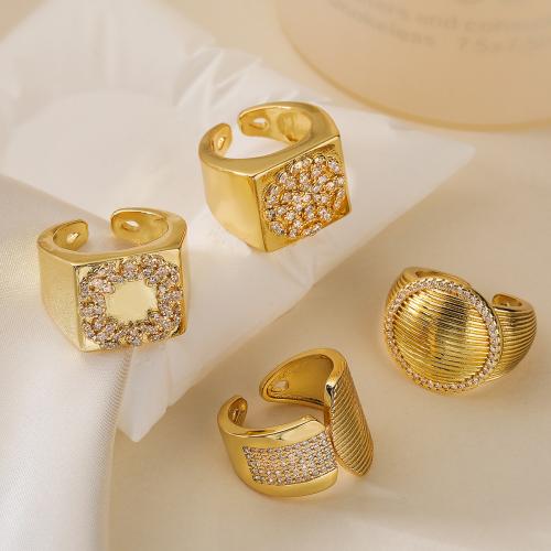 Cubic Zirconia Micro Pave Brass Finger Ring, gold color plated, fashion jewelry & micro pave cubic zirconia, gold 