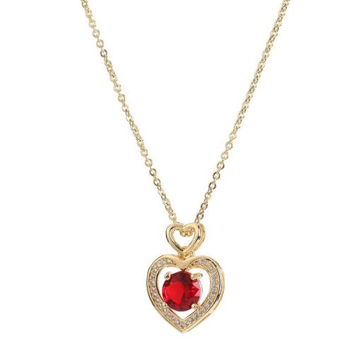 Cúbicos circón Collar de latón Micro pavimenta, metal, Corazón, chapado, micro arcilla de zirconia cúbica & para mujer, más colores para la opción, longitud:aproximado 21-50 cm, Vendido por UD