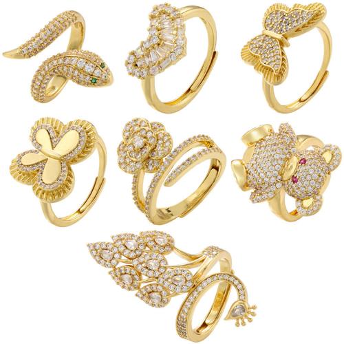 Cubic Zirconia Micro Pave Brass Finger Ring, plated & micro pave cubic zirconia & for woman [