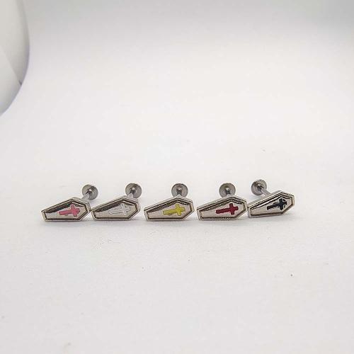 Brass Lip Piercing Stud, Unisex & enamel 