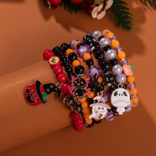 Nuevas joyas y decoraciones populares de Halloween, Vidrio, con aleación de zinc & Acrílico, chapado, tres capas & diferentes estilos para la opción & para mujer & esmalte, más colores para la opción, Vendido por Set