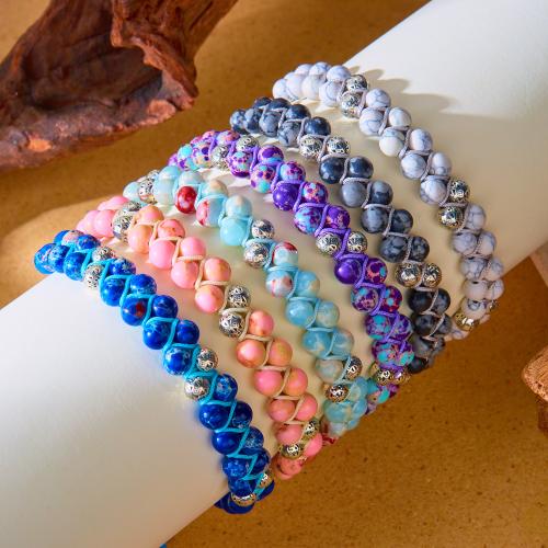 Gemstone Bracelets, with Knot Cord & Synthetic Gemstone, Double Layer & Adjustable & for woman 