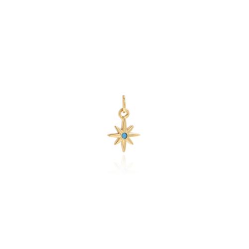 Brass Jewelry Pendants, Eight Point Star, gold color plated, DIY 