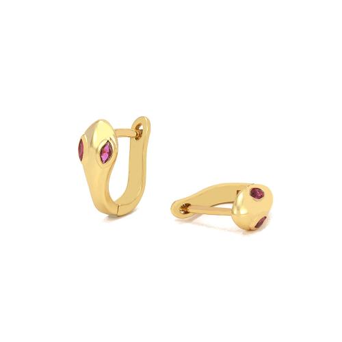 Cubic Zirconia Pendiente Brass Micro Pave, metal, Serpiente, chapado en color dorado, Joyería & diverso tamaño para la opción & micro arcilla de zirconia cúbica & para mujer, más colores para la opción, Vendido por Par[