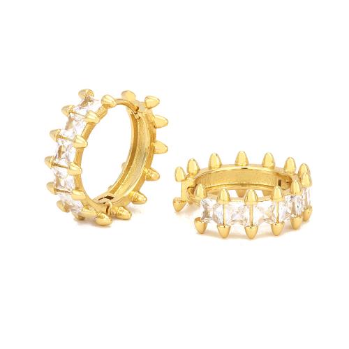 Cubic Zirconia Pendiente Brass Micro Pave, metal, chapado en color dorado, Joyería & diverso tamaño para la opción & micro arcilla de zirconia cúbica & para mujer, más colores para la opción, Vendido por Par[