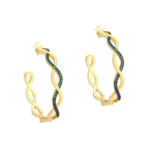 Cubic Zirconia Pendiente Brass Micro Pave, metal, chapado en color dorado, Joyería & micro arcilla de zirconia cúbica & para mujer, más colores para la opción, 33x33x5mm, Vendido por Par[