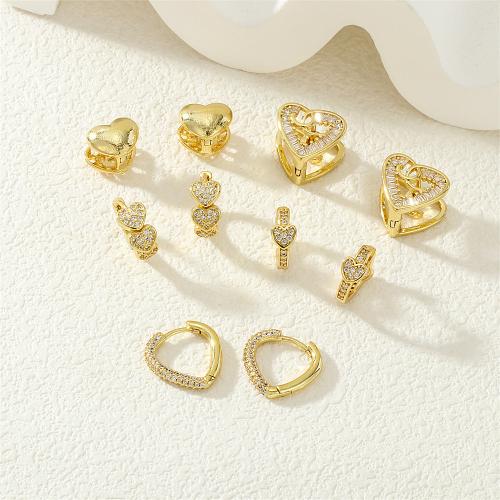 Cubic Zirconia Pendiente Brass Micro Pave, metal, chapado en color dorado, Joyería & diverso tamaño para la opción & micro arcilla de zirconia cúbica & para mujer, más colores para la opción, Vendido por Par[