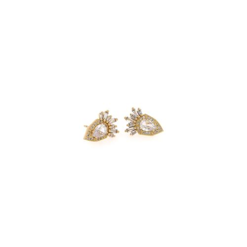 Cubic Zirconia Pendiente Brass Micro Pave, metal, Zanahoria, chapado en color dorado, Joyería & micro arcilla de zirconia cúbica & para mujer, 11.5x9.5x3.5mm, Vendido por Par[