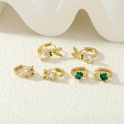 Boucles d'oreilles en laiton zircon cubique, Placage de couleur d'or, bijoux de mode & normes différentes pour le choix & pavé de micro zircon & pour femme, plus de couleurs à choisir, Vendu par paire[