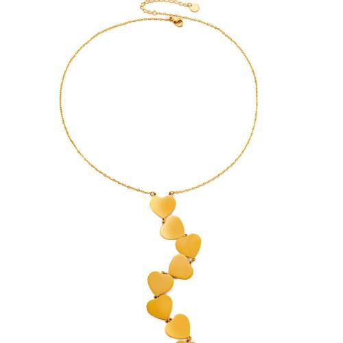 Collier de bijoux de titane, Acier titane, avec 5cm chaînes de rallonge, Placage de couleur d'or, bijoux de mode, doré cm, Vendu par PC