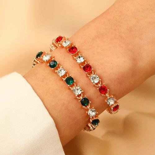 Cubic Zirconia Zinc Alloy Bracelet, with Cubic Zirconia, plated & for woman [