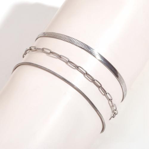 Stainless Steel Anklets Jewelry, 304 Stainless Steel, with 5cm extender chain, three pieces & fashion jewelry & for woman Approx 20 cm 