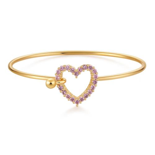 Cubic Zirconia Micro Pave Brass Bracelet, Heart, fashion jewelry & micro pave cubic zirconia & for woman 