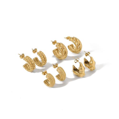 Stainless Steel Stud Earring, 304 Stainless Steel, 18K gold plated, fashion jewelry & for woman, golden 